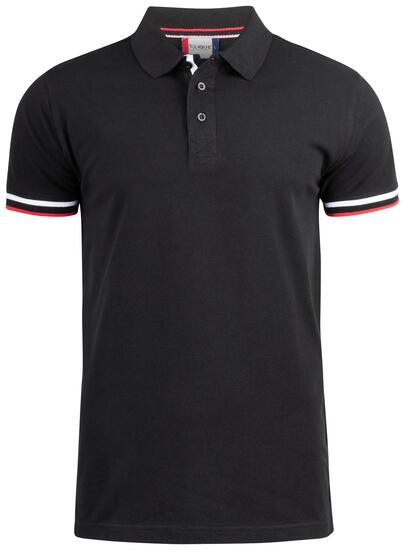 clique Polo homme Newton en coton 100% ring spun peigné, noir – black