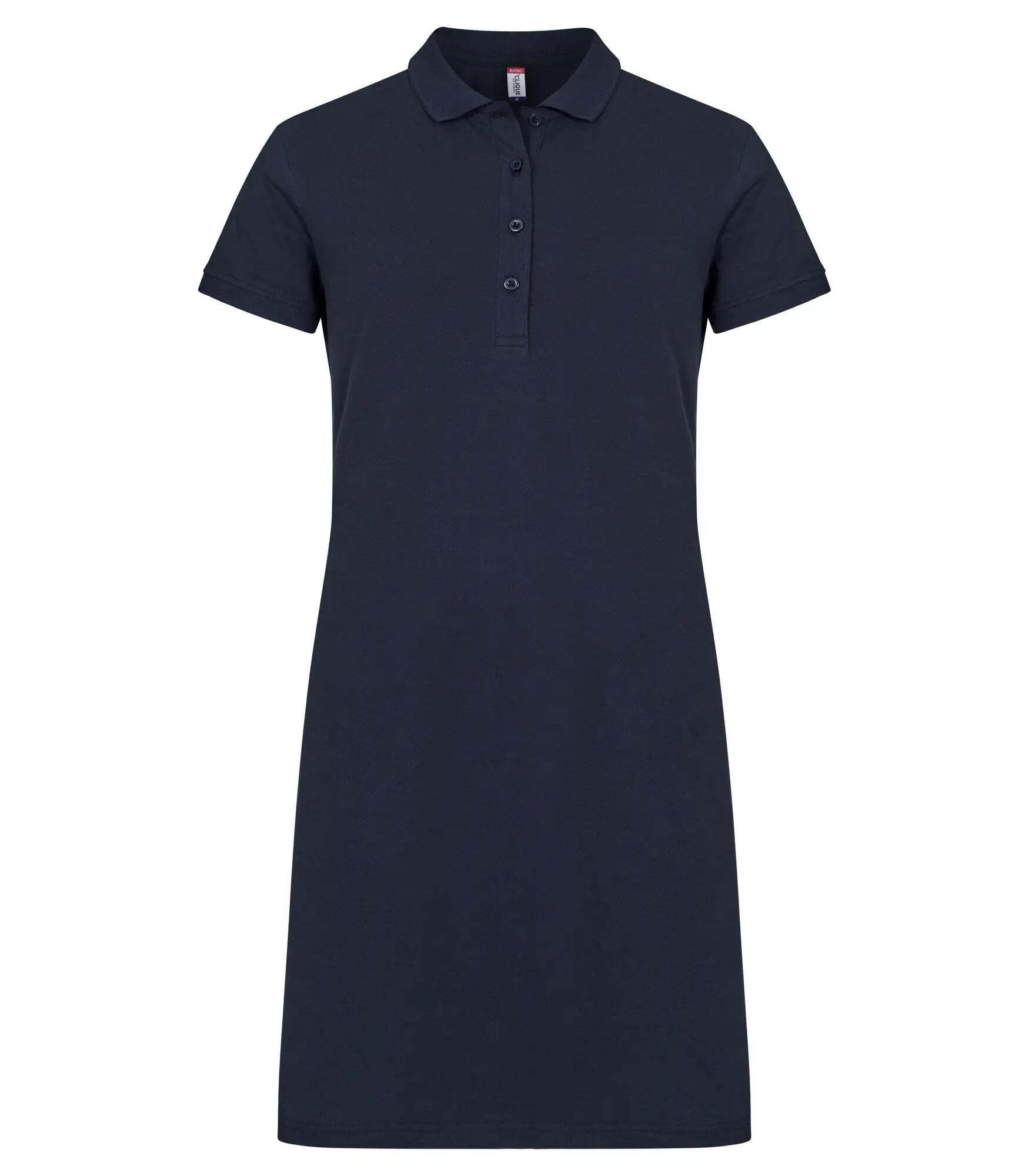 clique Vestido polo Marietta em 100% algodão – Dark Navy, corte reto 1/4