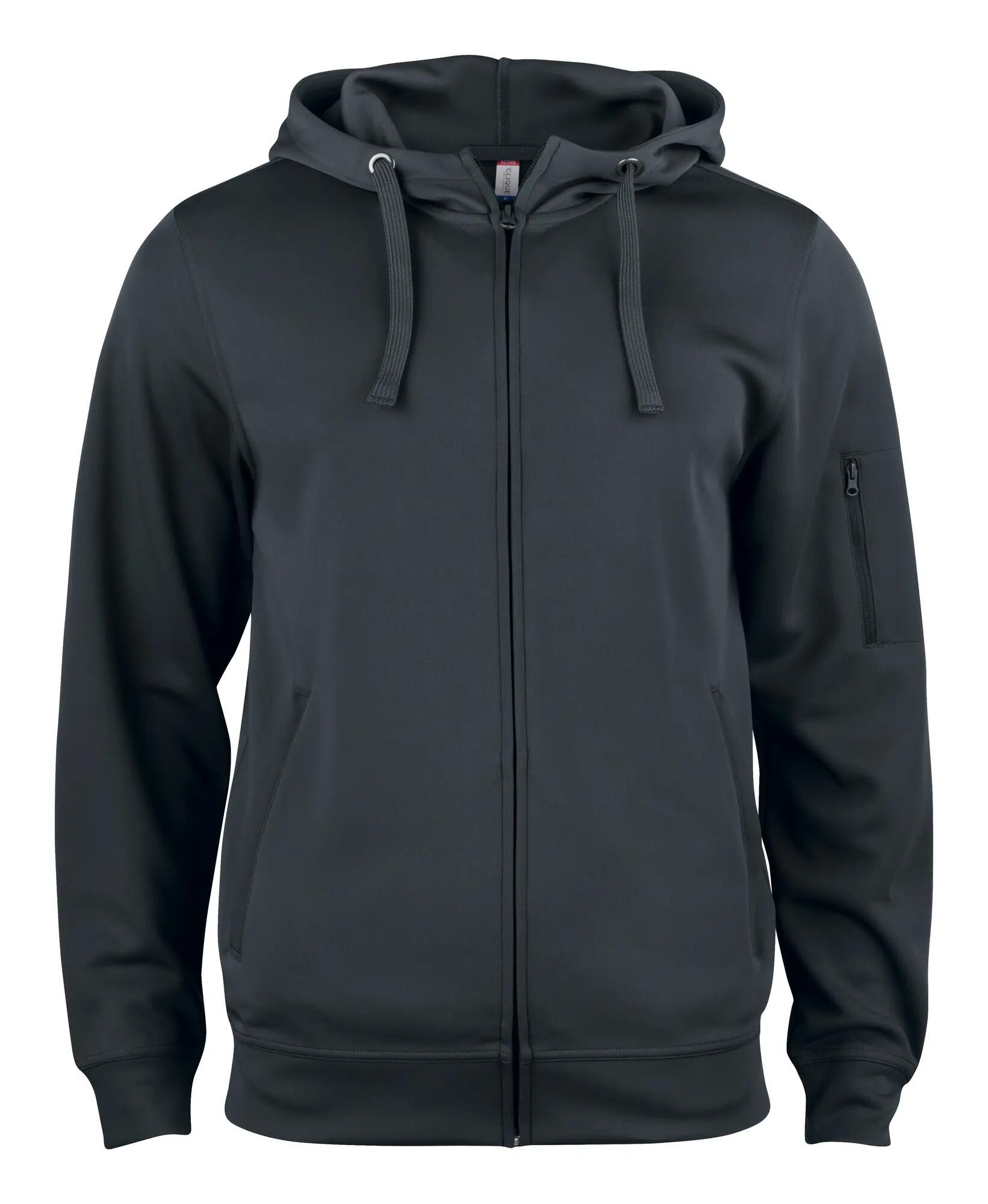 clique Basic Active Hoody Full Zip – hoodie com fecho, 100% poliéster – black 1/4