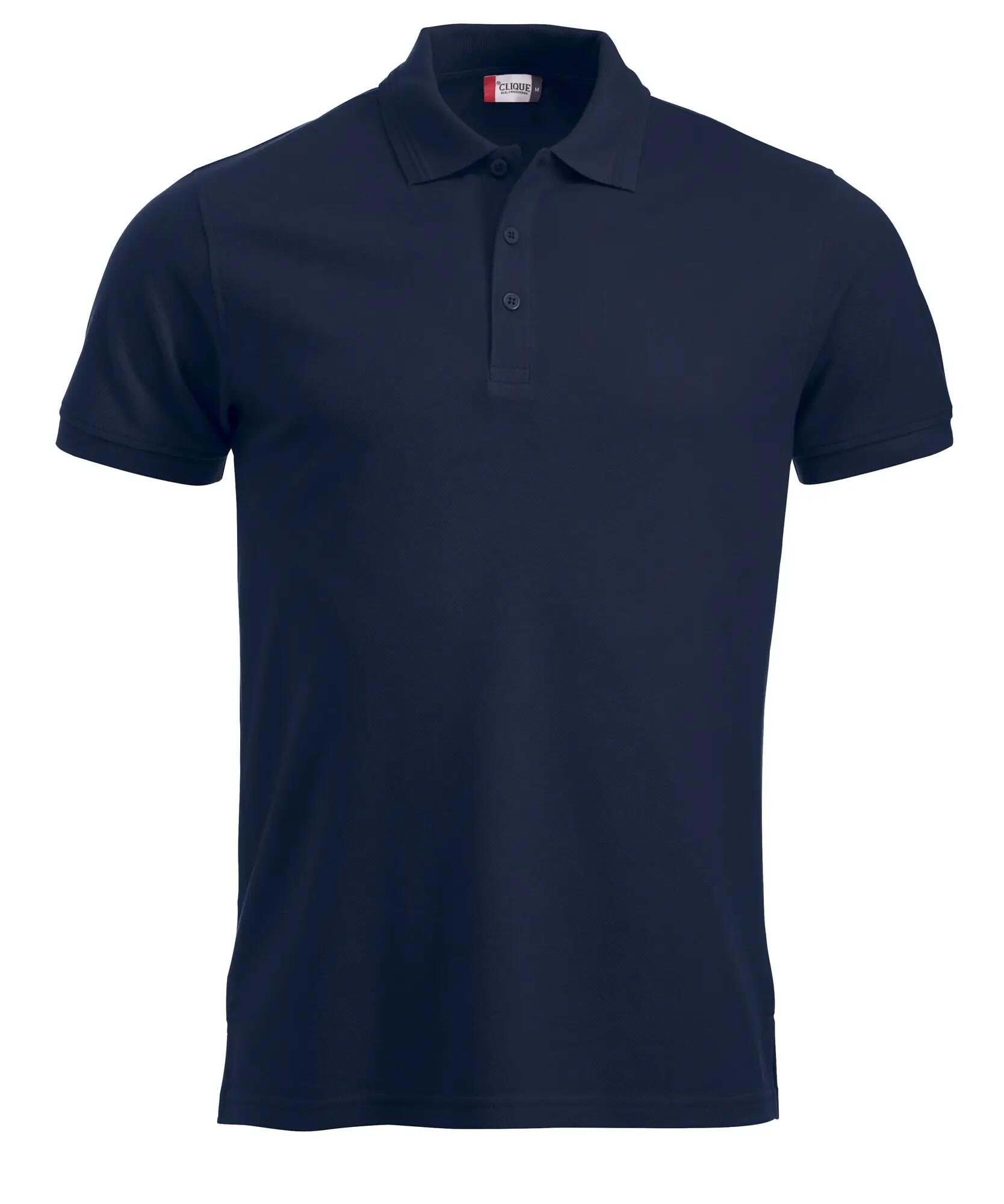 clique Polo Manhattan em dark navy com riscas jacquard na gola 1/4