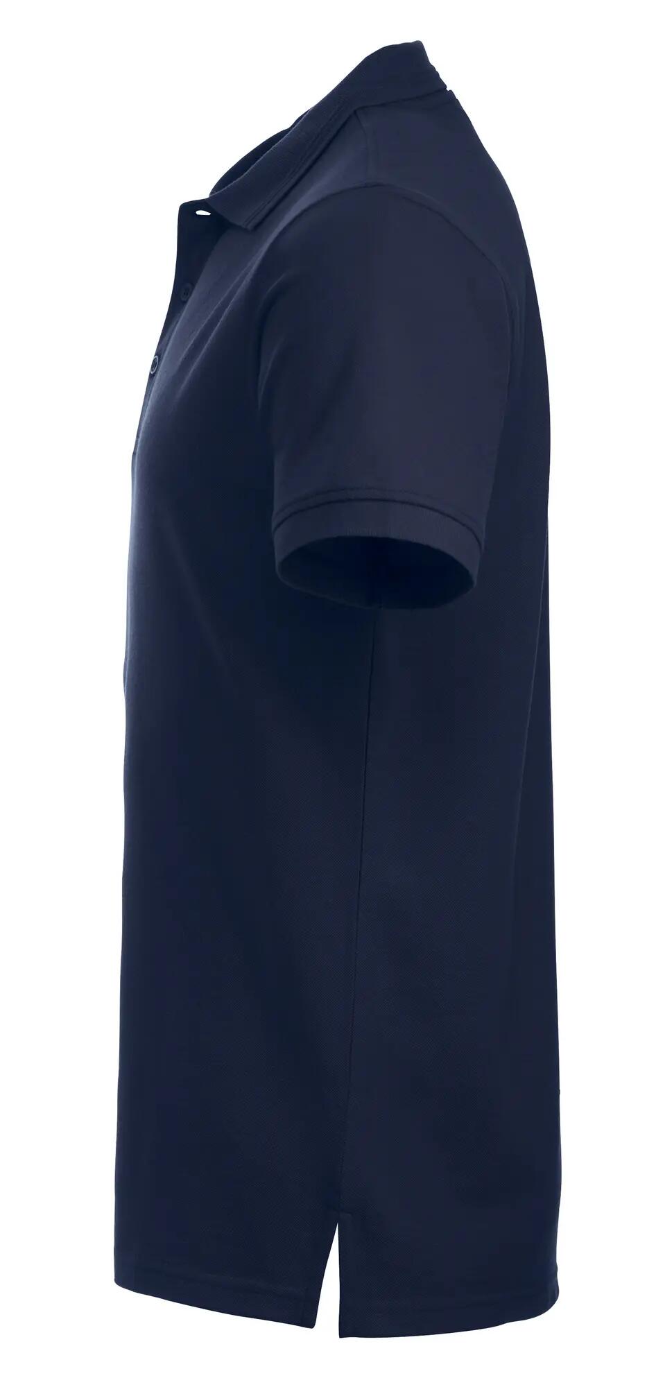 clique Polo Manhattan em dark navy com riscas jacquard na gola 3/4