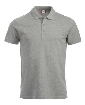 clique Polo Manhattan szary melanż, krótki rękaw, kołnierz w paski – grey