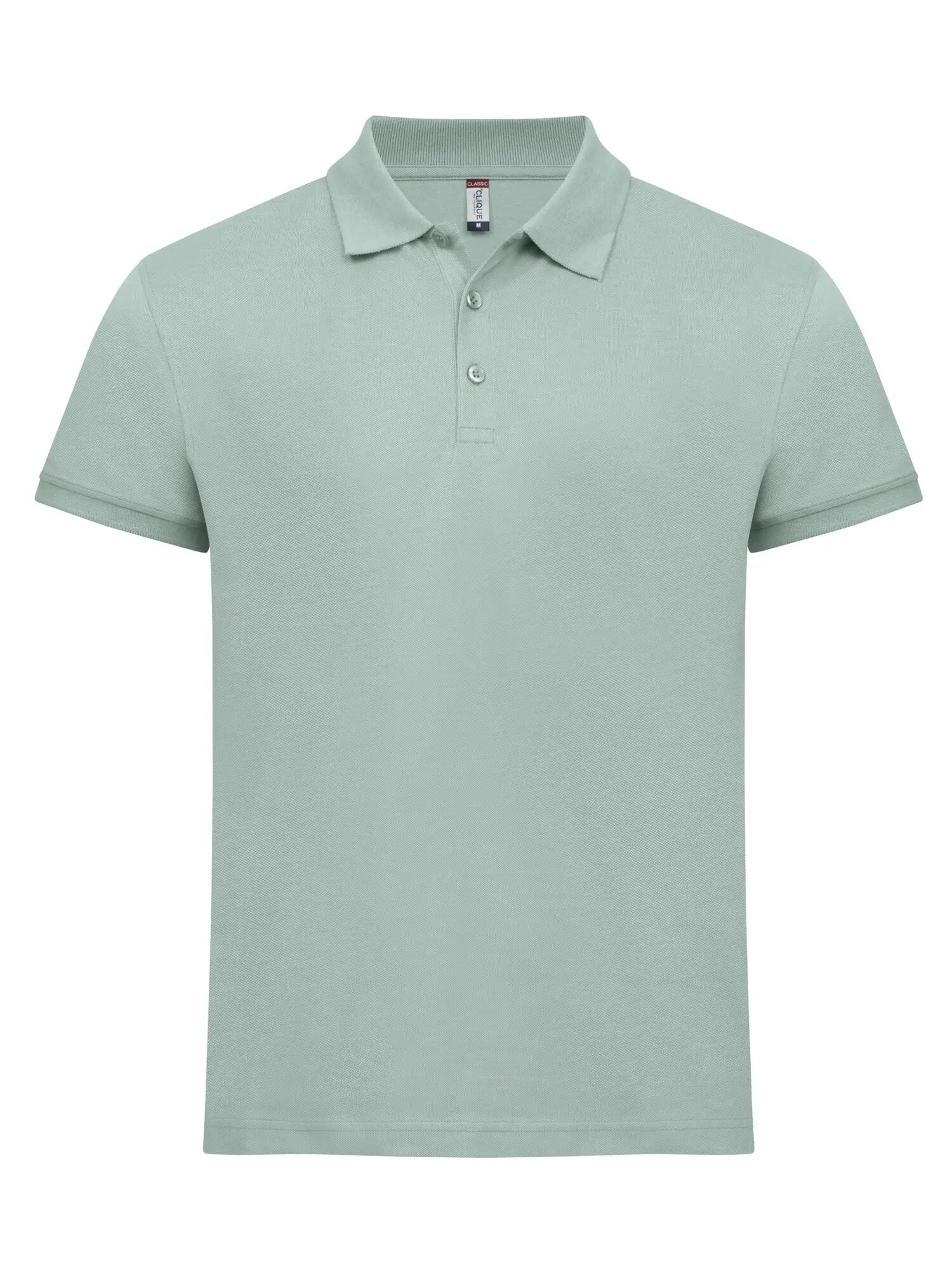 clique Classic Lincoln S/S polo em algodão, corte moderno – Sage Green 1/4