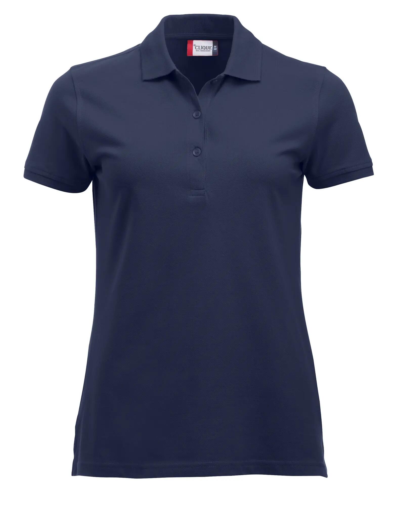 clique Classic Marion S/S Polo em algodão, corte moderno – dark navy 1/4