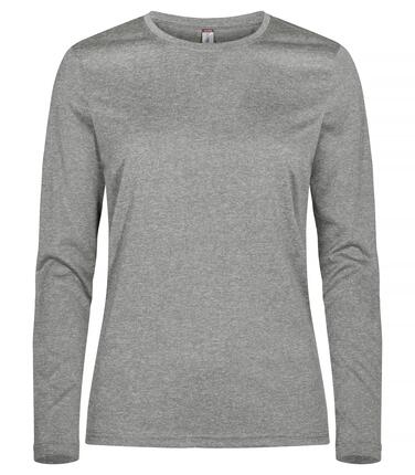 clique Damen Langarmshirt Basic Active-T aus gefärbtem Polyester – Grey Melange