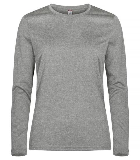 clique Damen Langarmshirt Basic Active-T aus gefärbtem Polyester – Grey Melange