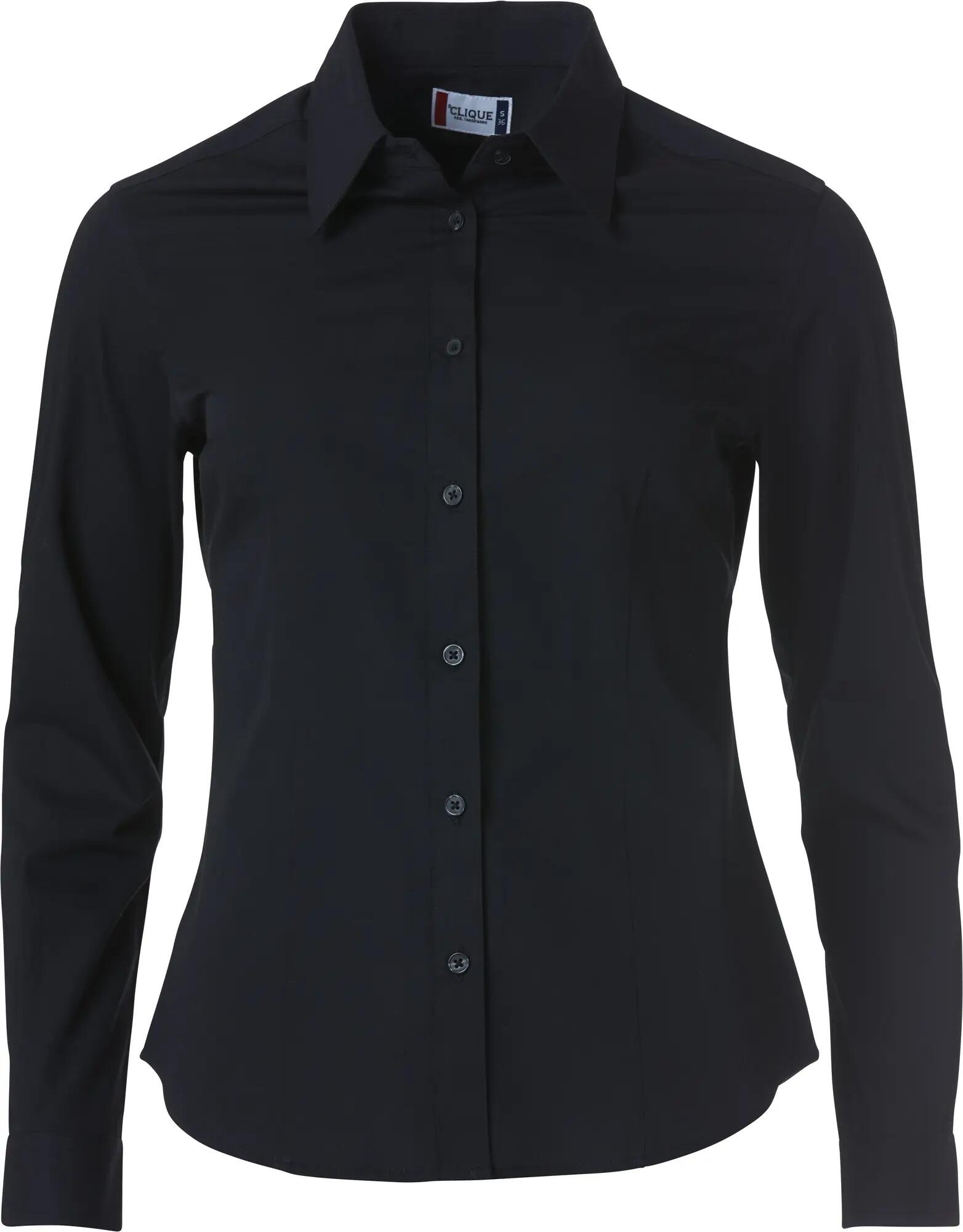 clique Clare dames overhemdbloes lange mouw 100% katoen zwart – black 1/4