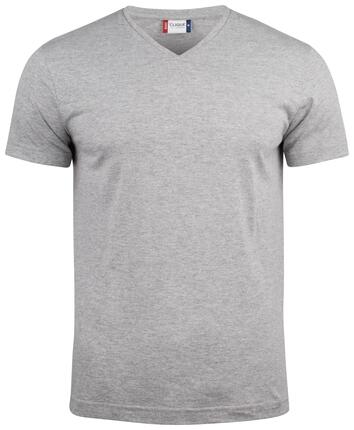 clique Basic-T V-neck V‑Ausschnitt T‑Shirt aus Baumwolle – grey melange