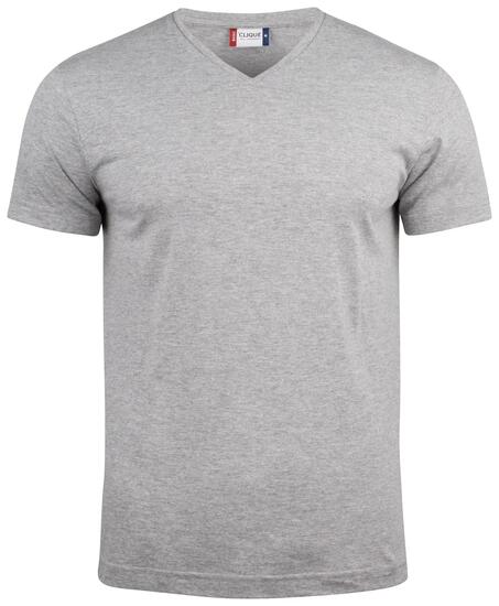 clique Basic-T V-neck V‑Ausschnitt T‑Shirt aus Baumwolle – grey melange