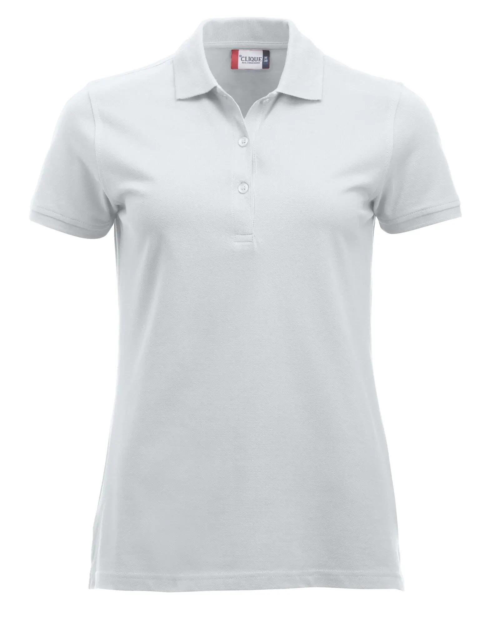 clique Classic Marion S/S polo mulher, corte moderno, 100% algodão, branco – 1/4