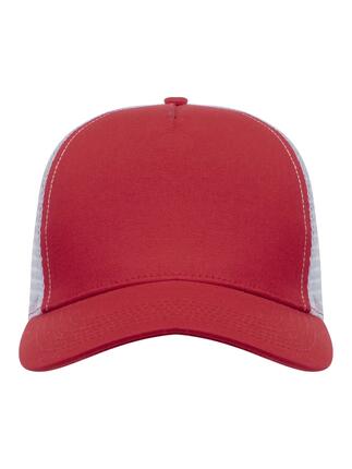 clique Trucker Cap 5‑Panel Kappe aus gebürstetem Baumwoll‑Twill – Red/White