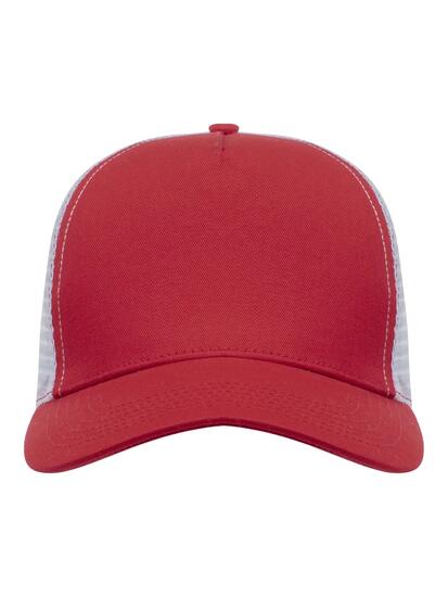clique Trucker Cap 5‑Panel Kappe aus gebürstetem Baumwoll‑Twill – Red/White