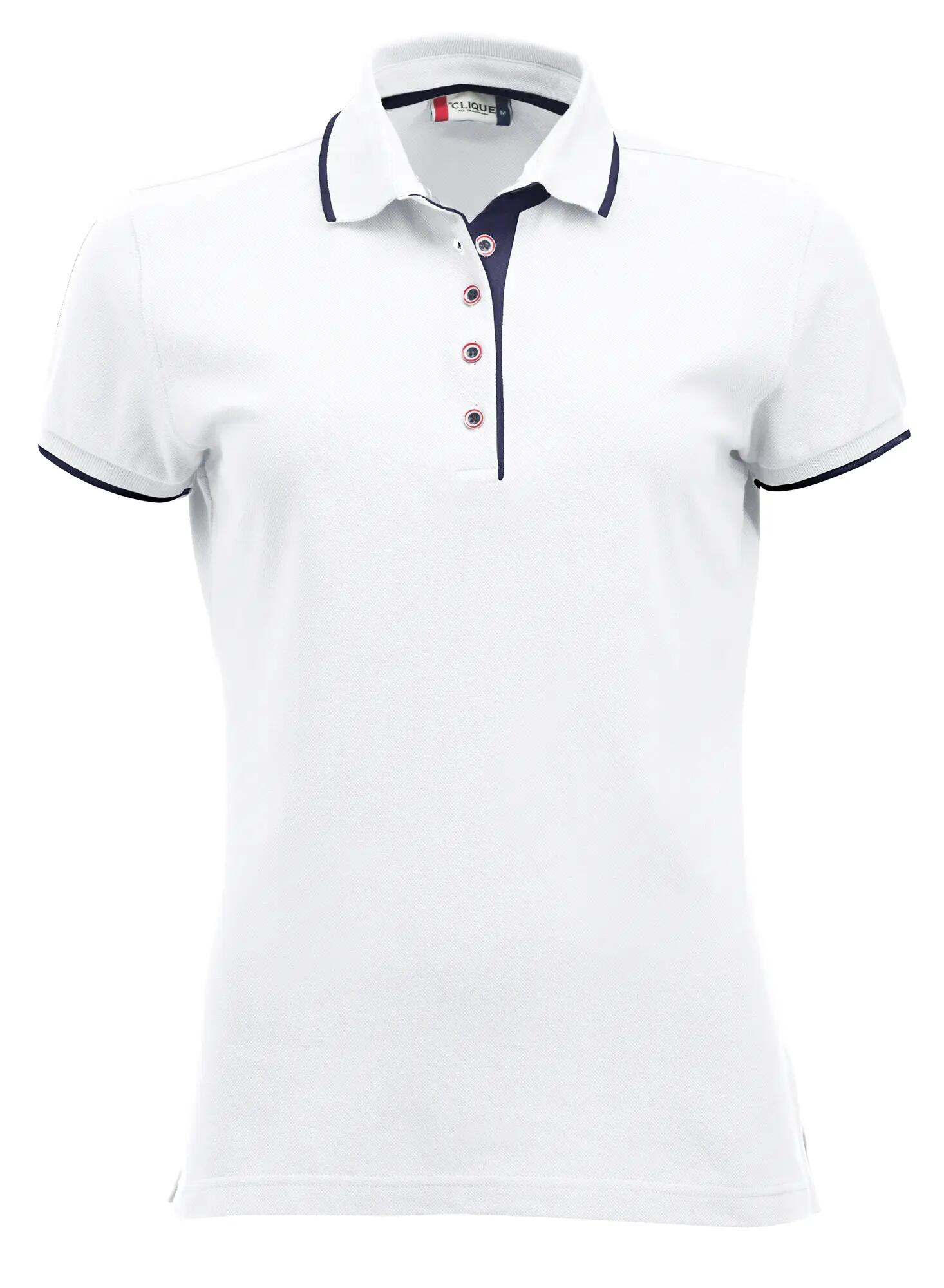 clique Polo Seattle Women 100% algodão branco/azul escuro – white/dark navy 1/4