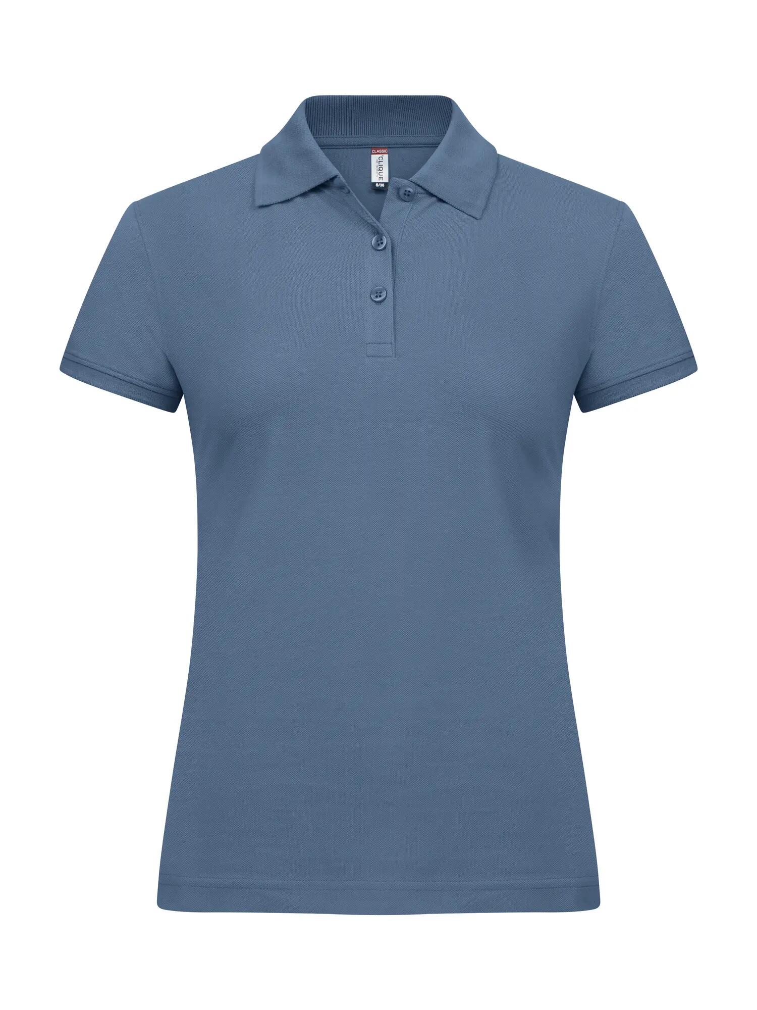 clique Classic Marion S/S dames polo katoen – moderne pasvorm – Steel Blue 1/5