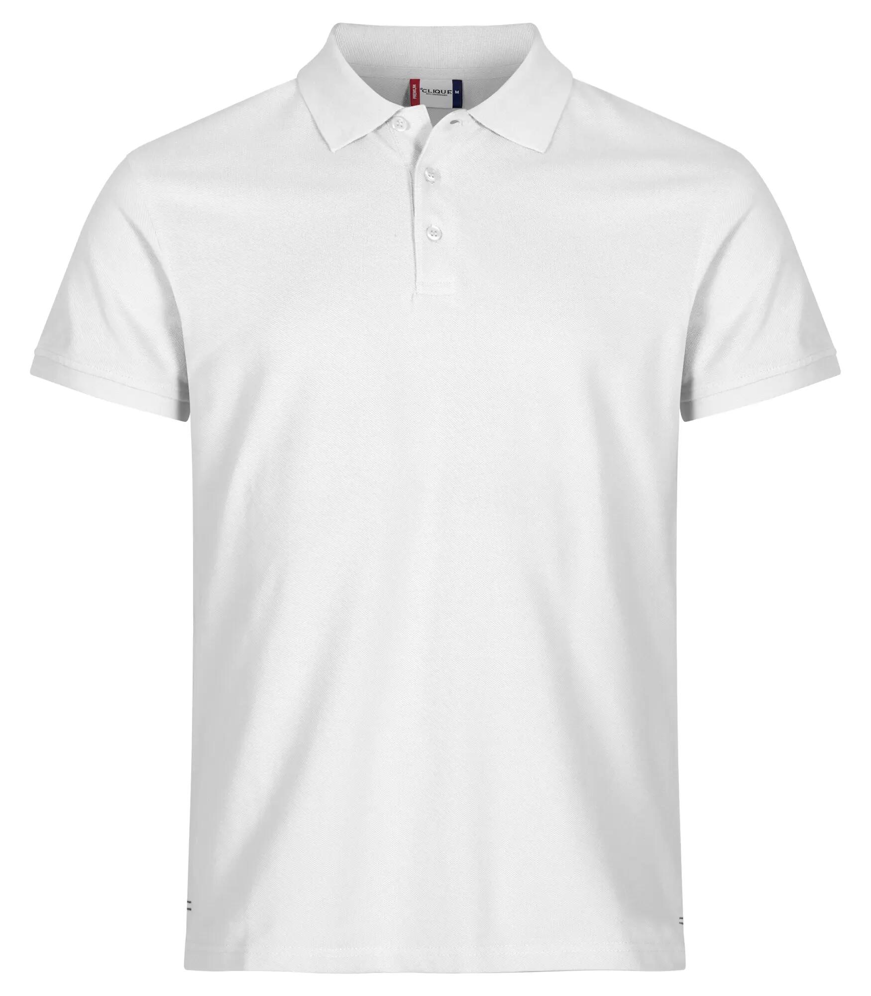 clique Heavy Premium Polo z ciężkiej czesanej bawełny – biały – white 1/4