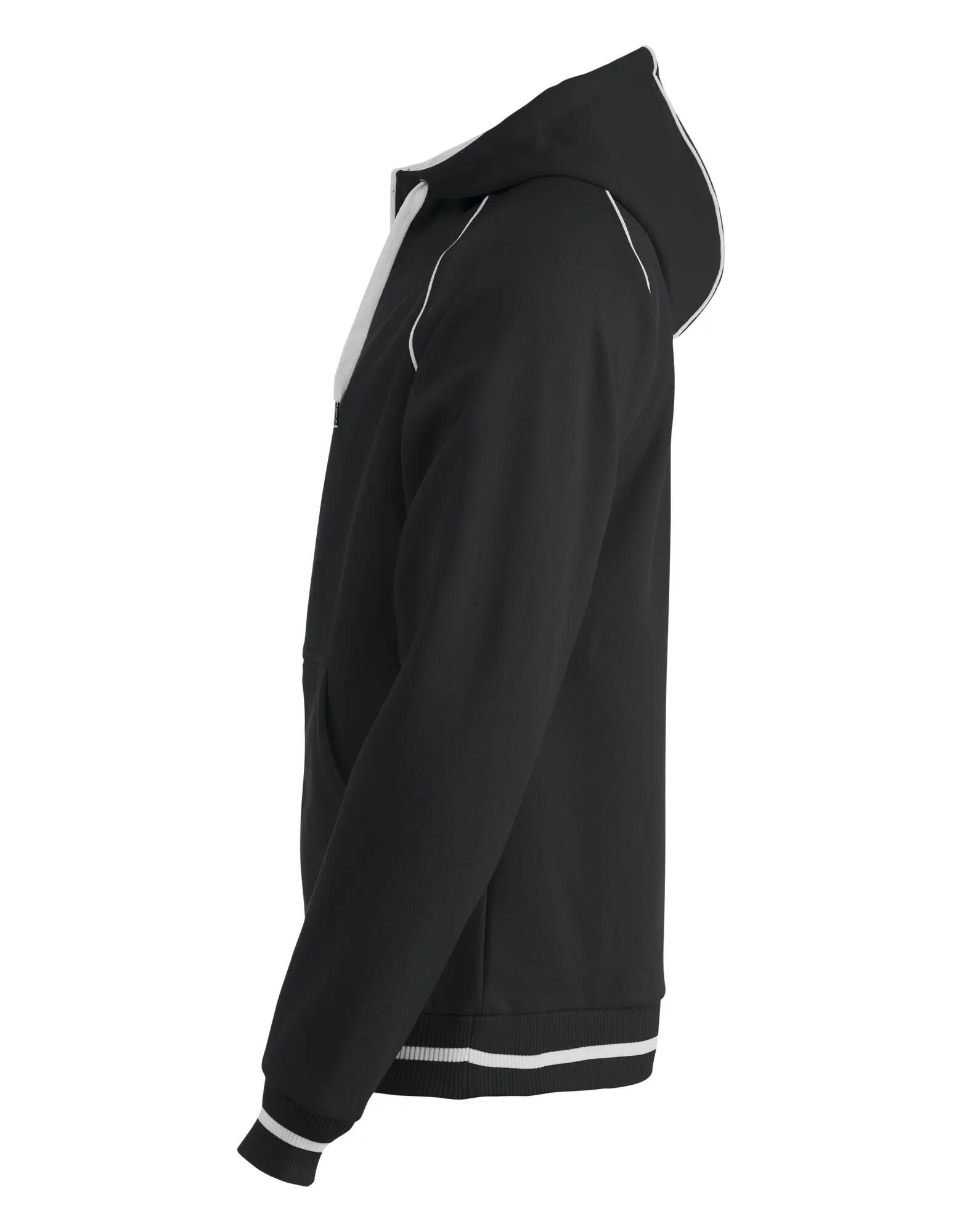 clique Gerry uniseks hoodie in structuurbreisel – geborsteld binnenwerk – black 3/4