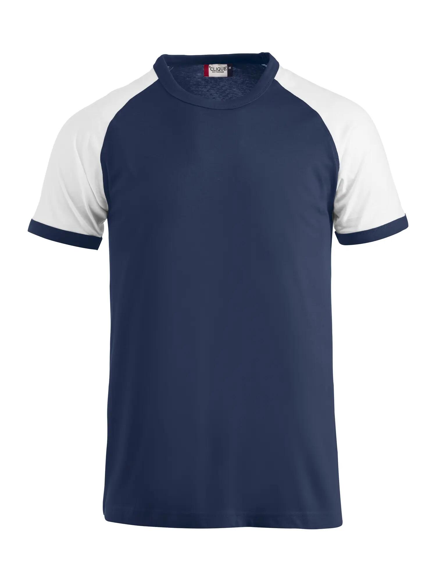 clique Raglan-T — T-shirt raglan bicolor em algodão penteado – navy 1/4