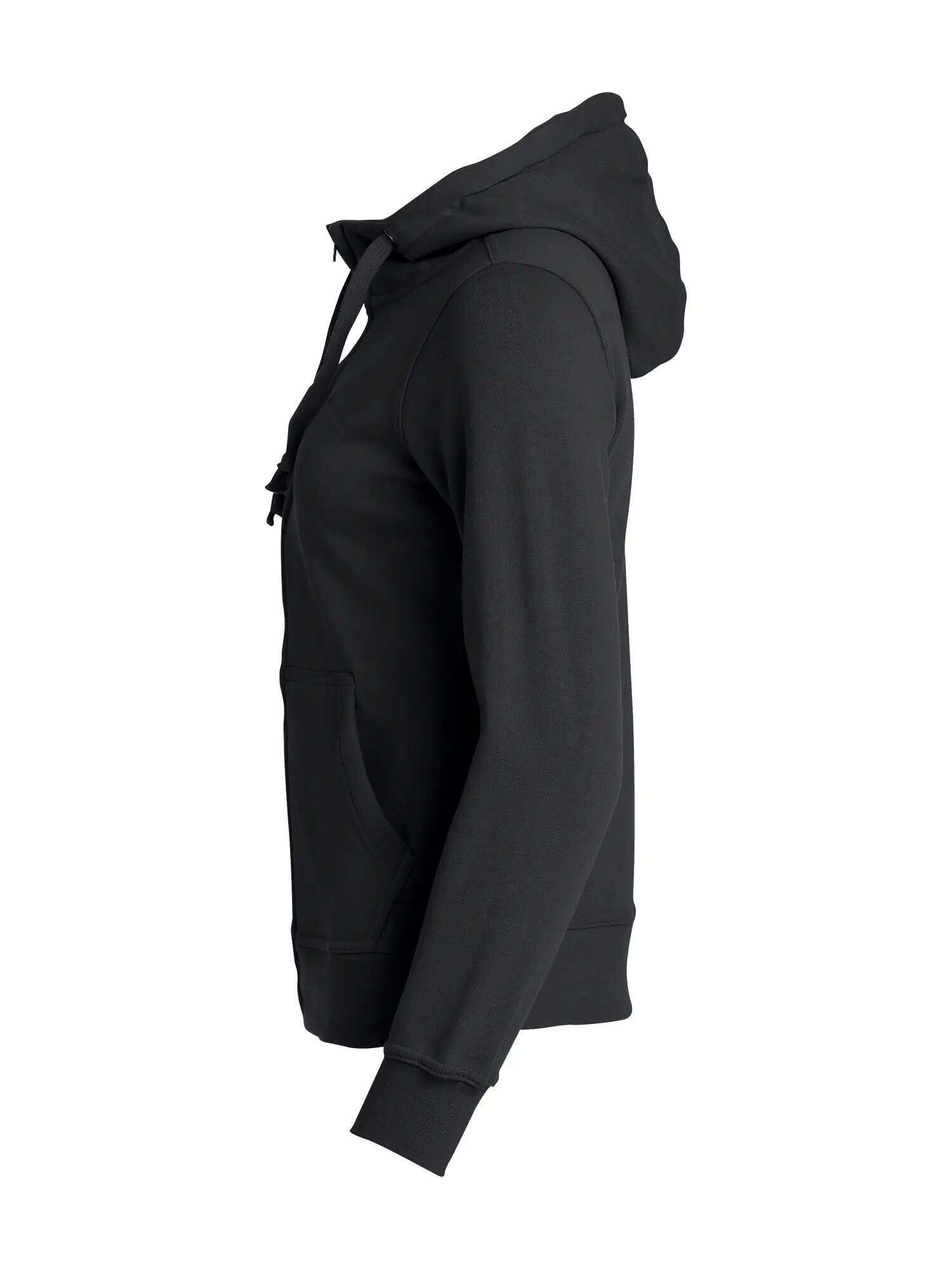 clique Basic Hoody Full Zip Women – sweat com capuz preta – black 3/4