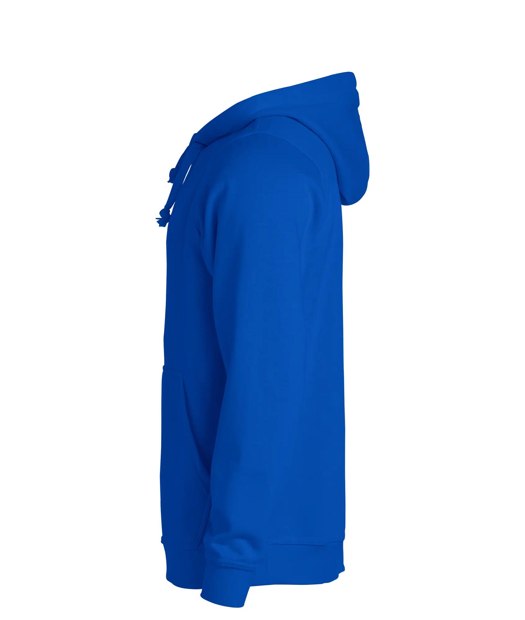 clique Basic Hoody blu królewski, kaptur unisex, trwały materiał – royal blue 3/4