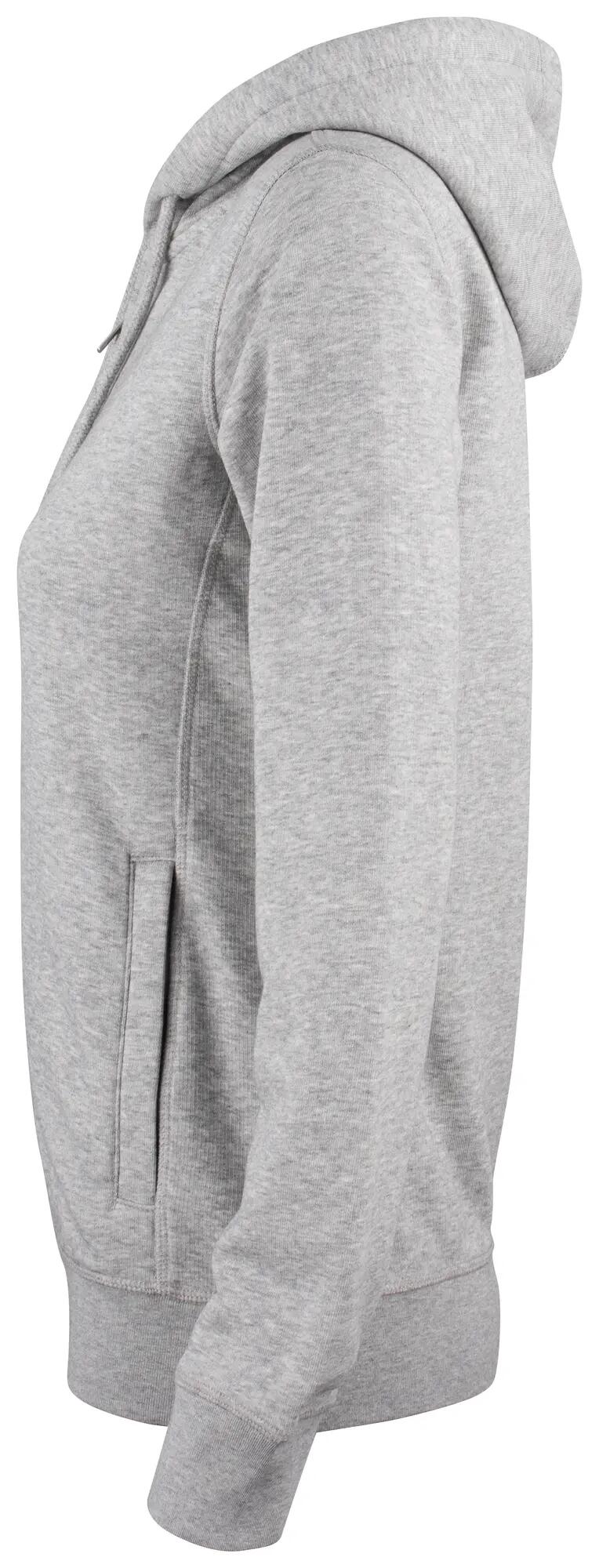 clique Premium OC Hoody Full Zip Women em algodão orgânico – grey melange 3/4