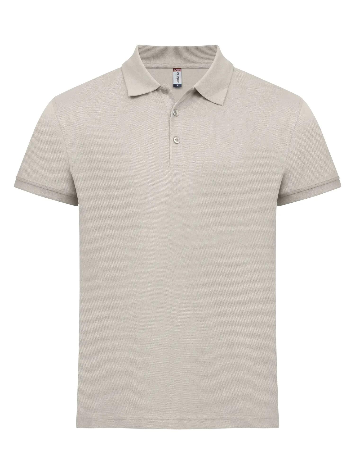 clique Classic Lincoln S/S Polo em algodão – corte moderno – Stone 1/4