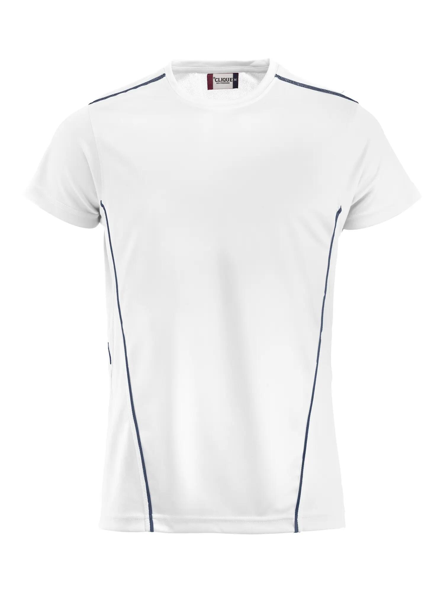 clique Ice Sport-T polyester T-shirt, afgeronde achterkant – White/Navy 1/4