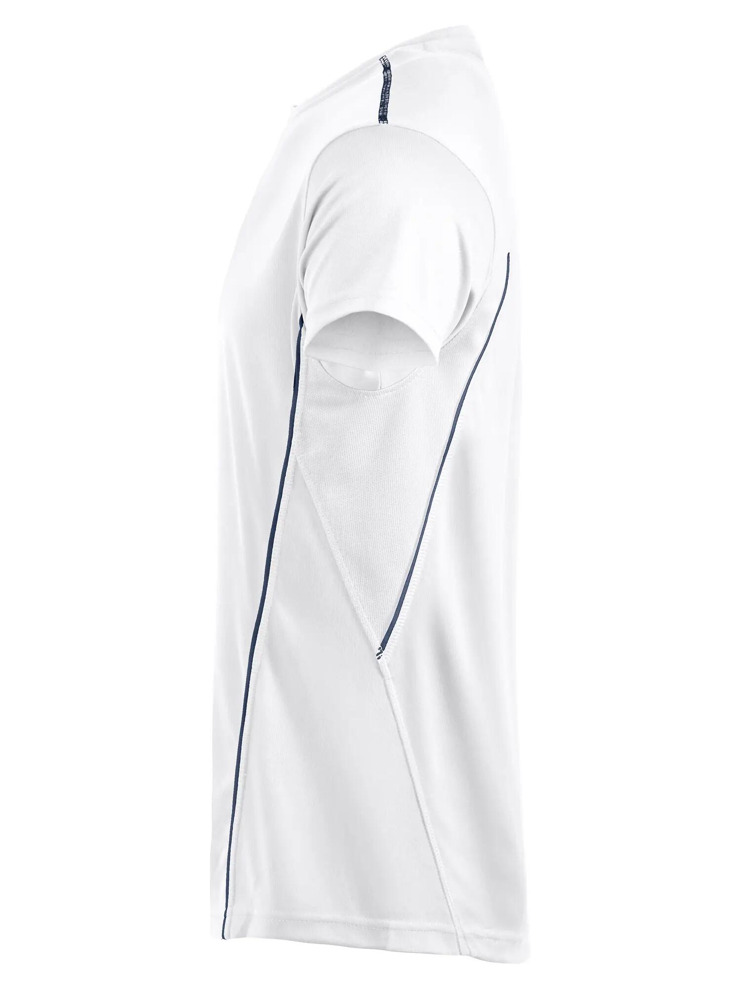 clique Ice Sport-T polyester T-shirt, afgeronde achterkant – White/Navy 3/4