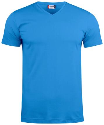 clique Basic V‑Neck T‑Shirt aus Baumwolle, schmale Passform – royal blue
