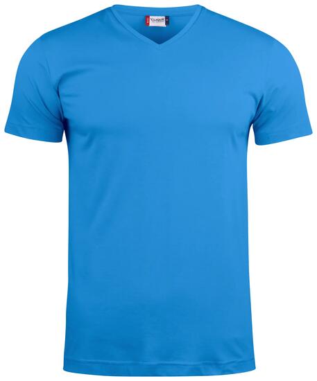 clique Basic V‑Neck T‑Shirt aus Baumwolle, schmale Passform – royal blue