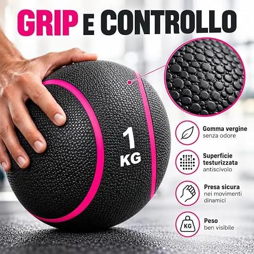 [Palla Medica Pro 1-5 kg] Medicine Ball in Gomma Vergine per Functional Training 3/9