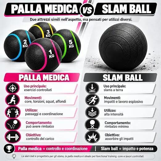 [Palla Medica Pro 1-5 kg] Medicine Ball in Gomma Vergine per Functional Training 7/9