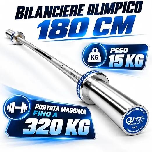 [Bilanciere Olimpico 180cm] Barra Pesi Ø50 mm Zigrinata con Bronzine 4/7