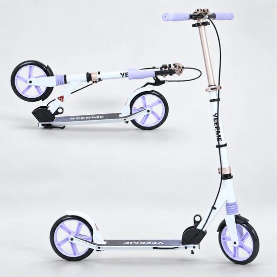 Trottinette 80 Kick Pro - Roues 8'' ABEC9, suspension, frein guidon- Beige/Mauve