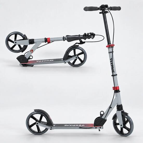 Trottinette 80 Kick Pro - Roues 8'' ABEC9, suspension, frein guidon - Gris/Rouge