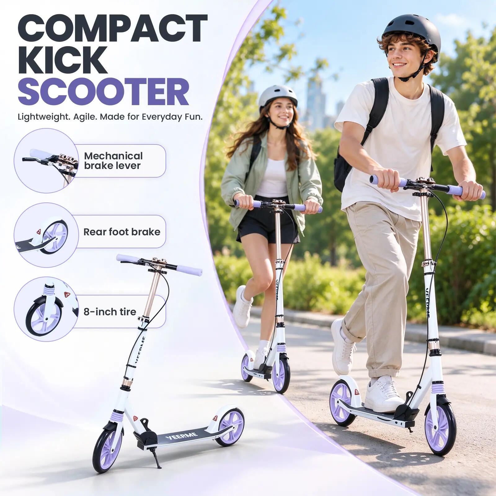 80 Kick Pro-step - 8''-wielen - ABEC9, voorvering, rem op het stuur - Beige 5/5