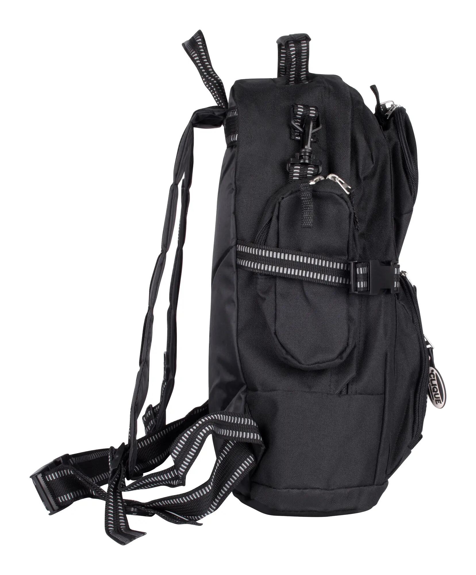 clique Backpack em poliéster 600D com revestimento PVC — preto, Onesize – black 4/4