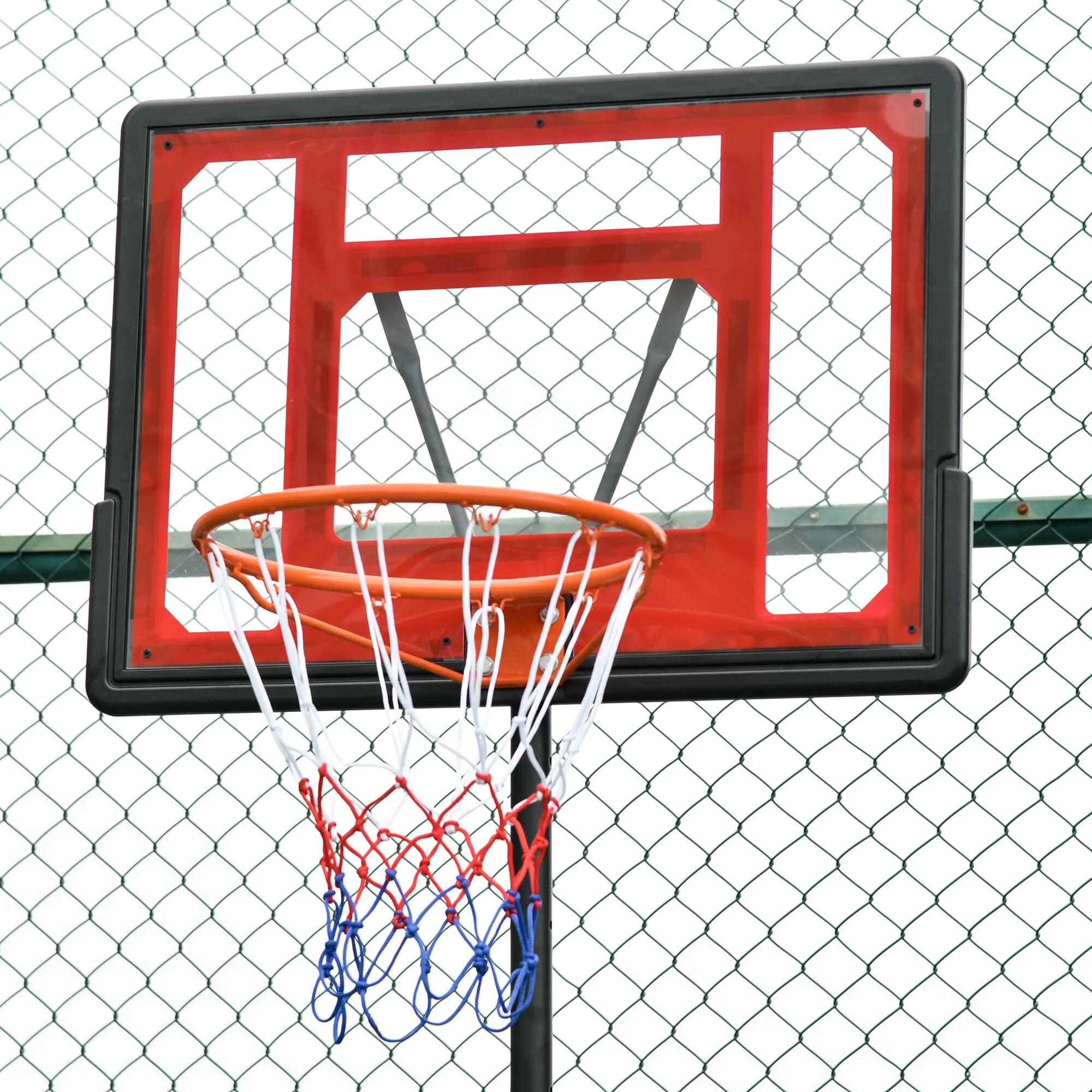 Canasta de Baloncesto infantil HOMCOM con soporte ajustable de 160-210 cm Rojo 5/7