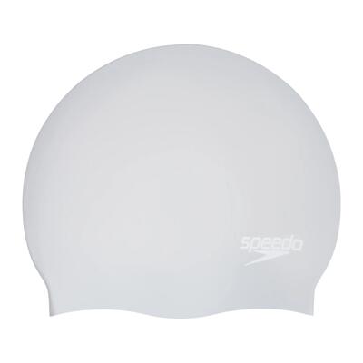 Unisex zwemcap lang haar volwassenen (zilver/wit)