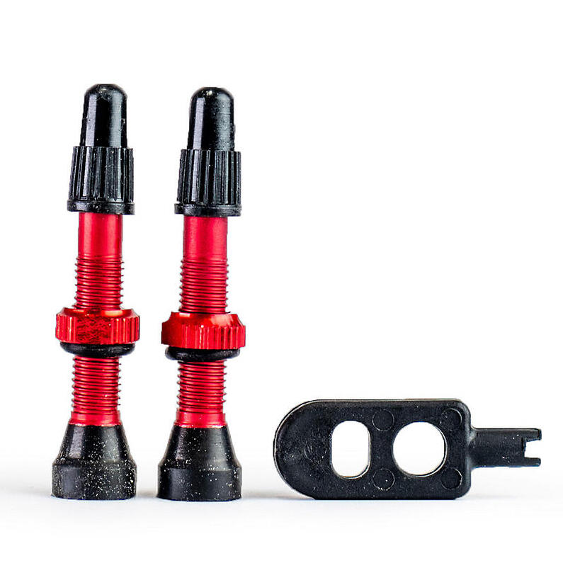 Zawory do opon bezdętkowych, komplet 2 sztuki, czerwone