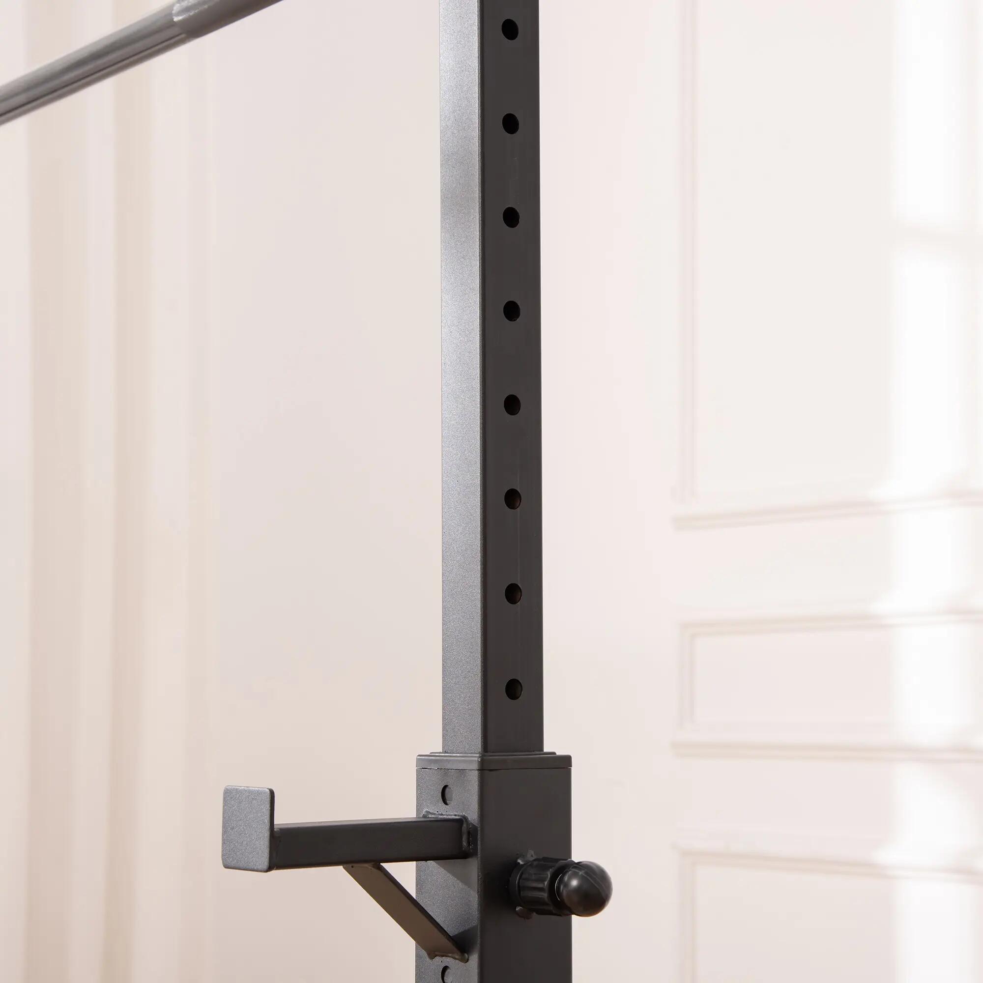 Soporte para Barras de Pesas HOMCOM Altura Ajustable Carga 150 kg Rack 5/7