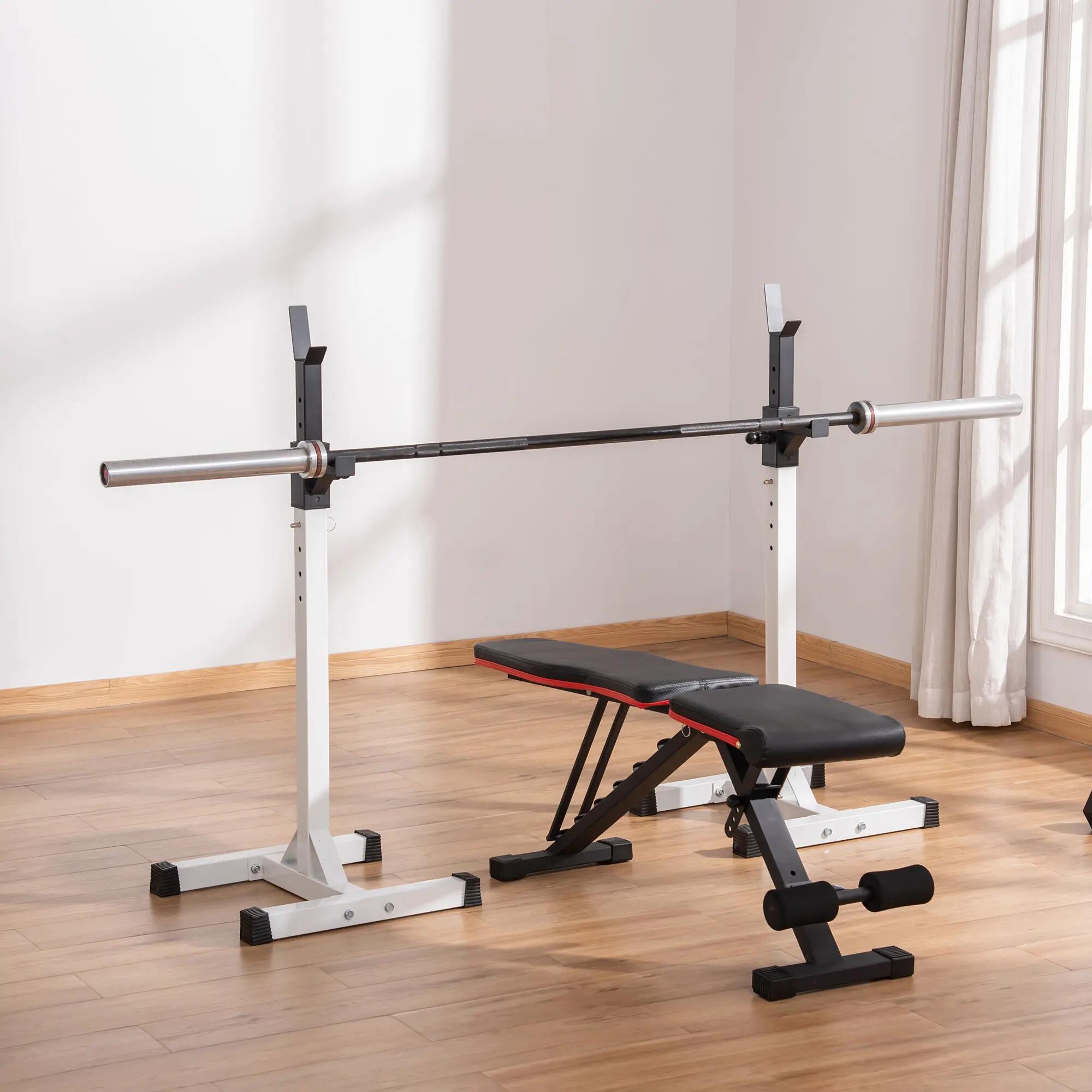 Soporte para Barras de Pesas HOMCOM Altura Ajustable Carga 150 kg Rack 2/7