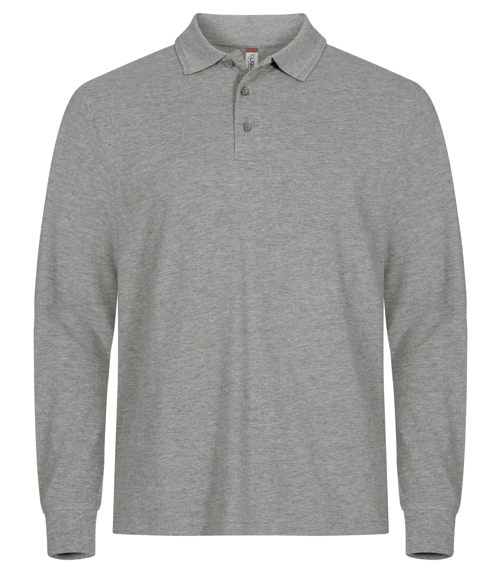 clique Manhattan L/S Polo met lange mouwen – Grey Mélange 1/4