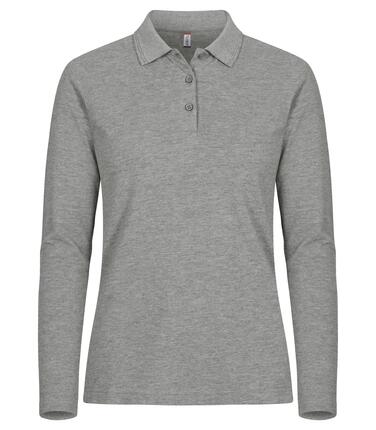 clique Manhattan L/S Women Polo Grey Mélange — Długi rękaw, paski żakardowe