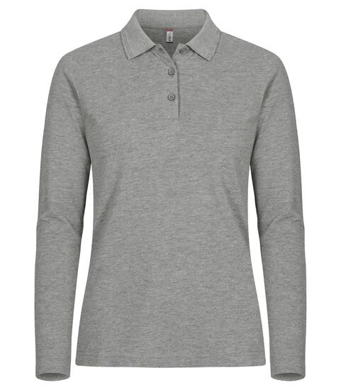 clique Manhattan L/S Women Polo Grey Mélange — Długi rękaw, paski żakardowe