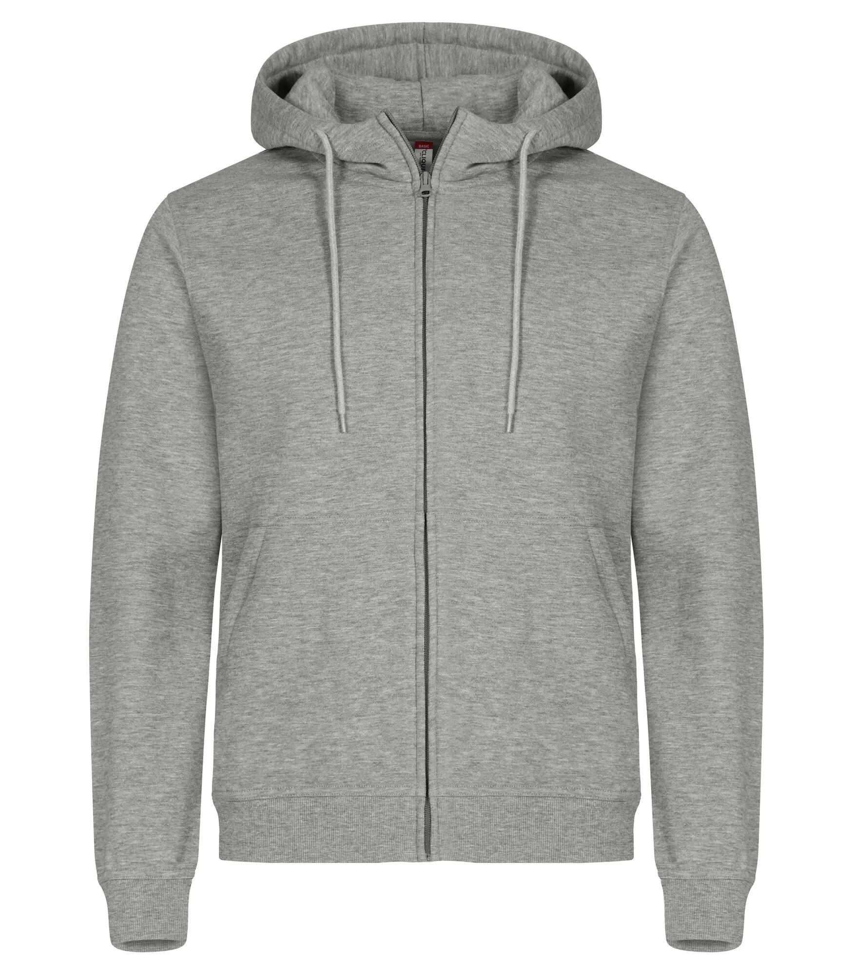 clique Miami Hoody Full Zip em mistura de algodão – Grey Mélange 1/4