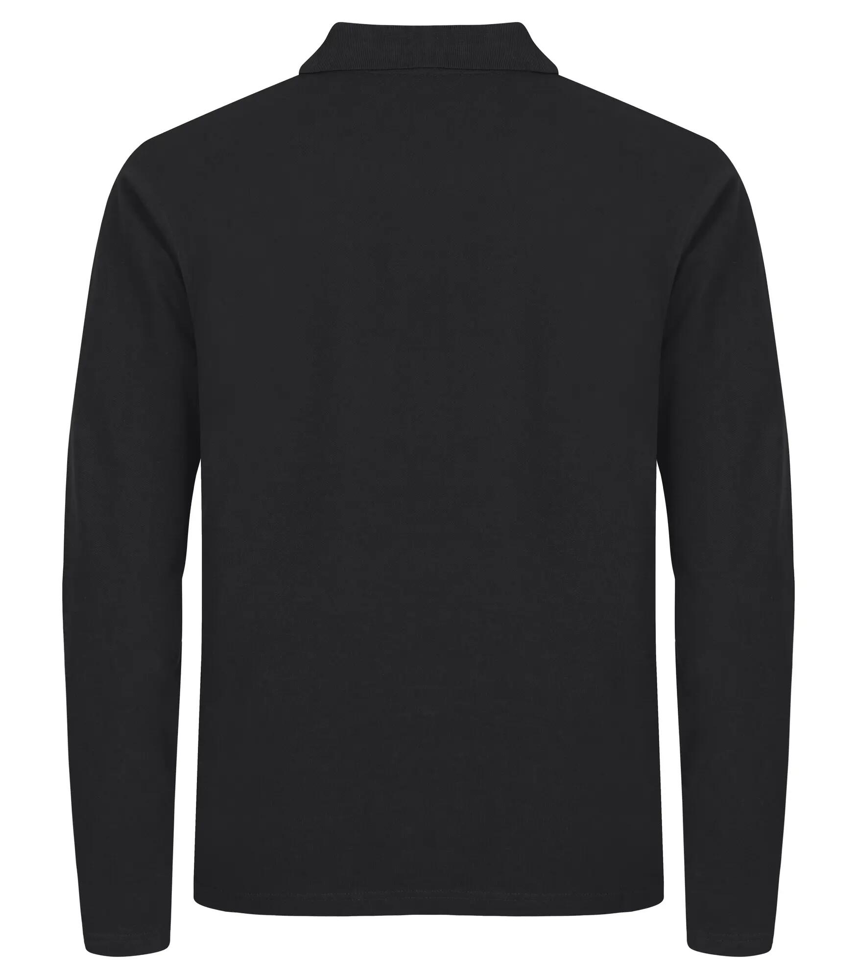 clique Stretch Premium Polo manga longa – tecido elástico, preto – Black 4/5