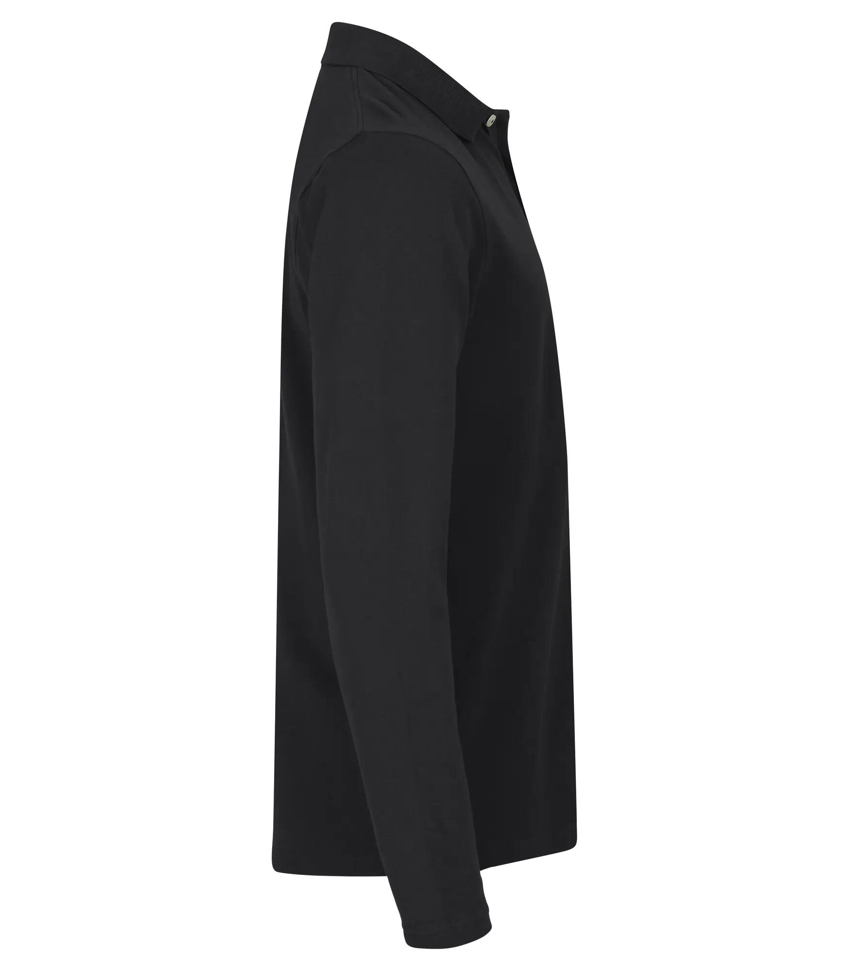 clique Stretch Premium Polo manga longa – tecido elástico, preto – Black 2/5