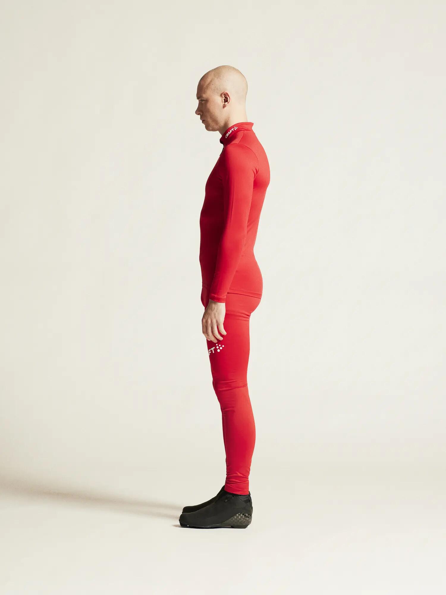 craft ADV Nordic Club Tights M em jersey reciclado elástico – Bright Red/White 3/7