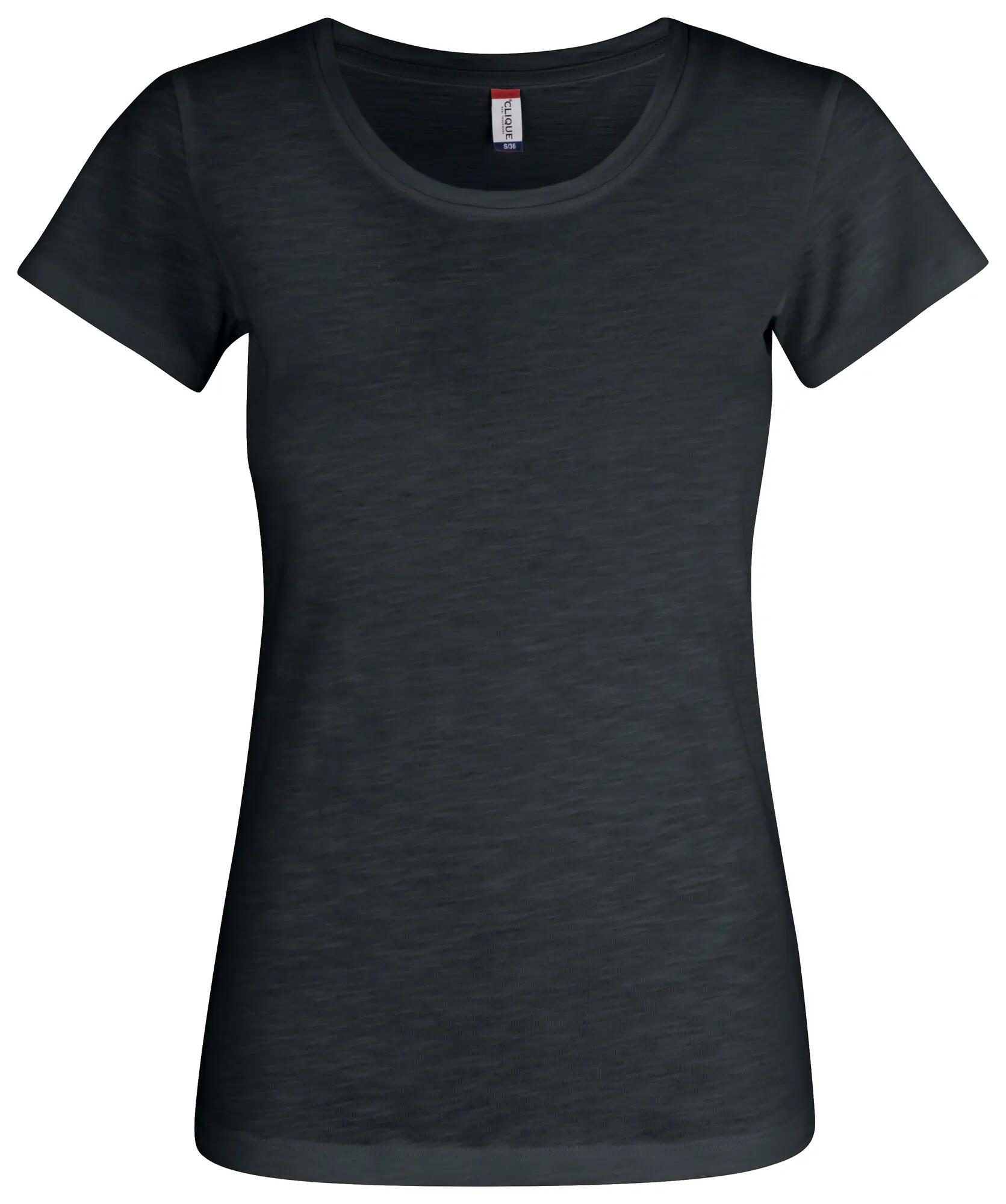 clique Slub-T Women Dopasowany T-shirt z bawełny slub – black 1/4