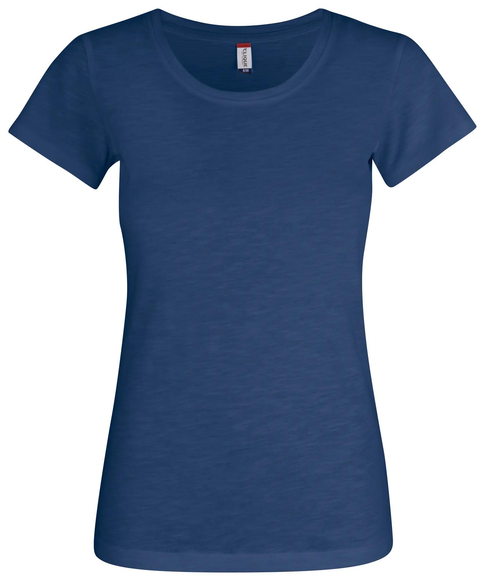 clique Slub-T Women – T-shirt ajustada em jersey slub 100% algodão – blue 1/4